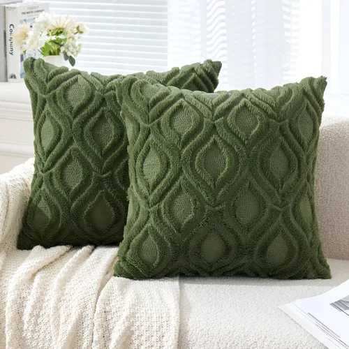 Miniatura 31 de MIULEE - Juego de 2 fundas de almohada de lana sintética suave y afelpada, fundas decorativas de estilo bohemio para sofá, sala de estar, cama, 18 x