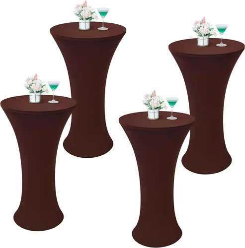 Miniatura 17 de Wolkemer 4 piezas manteles redondos negros de 24x43 pulgadas ajustados elásticos para mesa de cóctel highboy para banquete bar fiesta pub boda