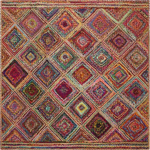 Miniatura 21 de Natural Jute Collection - Alfombra cuadrada de 3 x 3 pies, alfombra de yute trenzada a cuadros multicolor de 0.27 pulgadas de grosor, ideal