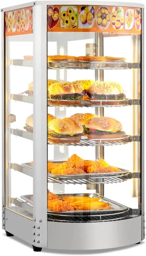 ROVSUN Calentador de alimentos con pantalla para pizza, calentador de alimentos comercial para encimera, calentador eléctrico de pretzel con