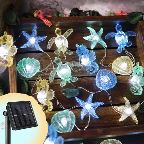 Miniatura 7 de Luces decorativas de playa, decoración de vida marina marina, luces de hadas náuticas, impermeables, funciona con pilas, bajo el mar, decoración