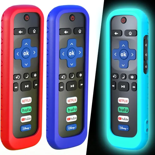 Paquete de 3 fundas para control remoto de Roku, cubierta de batería para TCL Smart TV Streaming Stick, funda protectora de silicona para