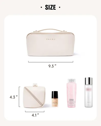 Miniatura 6 de EACHY Bolsa de Maquillaje de Viaje, Bolsas de Cosméticos de Gran Capacidad para Mujeres, Bolsa Portátil Impermeable que se Abre Plana, Bolsa de Aseo