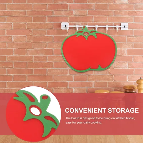 Miniatura 8 de Kichvoe Tabla de cortar con forma de tomate – Tabla de cortar alimentos de cocina de plástico para verduras, frutas, queso, carne Tapete de corte