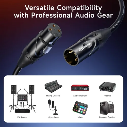 Miniatura 3 de Cable Matters Paquete de 2 Cables Premium XLR a XLR - 1.83m, Cable de Micrófono Macho a Hembra, Cable de Micrófono de Cobre Libre de Oxígeno (OFC)
