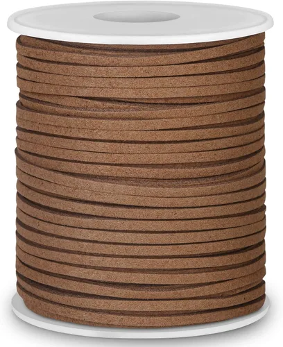 Miniatura 2 de Cuerda de cuero, cordón plano de ante sintético, cordón de cuero fino de encaje de cuero para pulseras, collares, fabricación de joyas y Negro