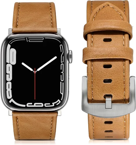 Miniatura 32 de EDIMENS Correas de cuero compatibles con Apple Watch de 1.81 pulgadas, 1.77 pulgadas, 1.73 pulgadas, 1.65 pulgadas (serie 1, 2, 3) para hombres