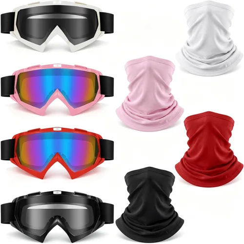 Miniatura 10 de Tallew 4 piezas de gafas para motocicleta, moto de cross y ATV para hombres y mujeres, ajustables, resistentes al viento y 4 piezas de cubierta