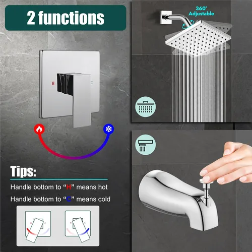 Miniatura 4 de Heyalan Juego de grifo de ducha con boquilla de bañera, kit de molduras de bañera y ducha con válvula, juego de grifo de ducha de baño de una sola