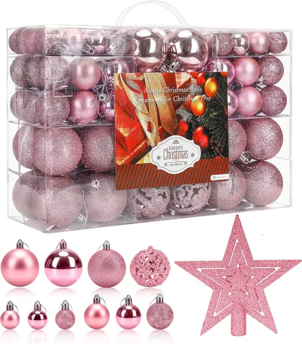 Miniatura 10 de Aitsite Juego de 100 adornos para árbol de Navidad, mini bolas navideñas irrompibles para decoraciones navideñas (verde)