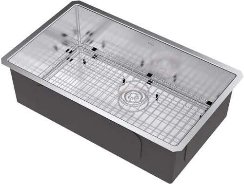 Miniatura 4 de Kraus Standart PRO - Fregadero de cocina de montaje inferior con tazón individual para bar de acero inoxidable, calibre 16, 10 pulgadas, KHU101-10