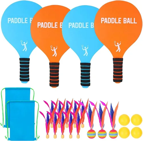 Juego de 2 juegos de pelota de remo de juguete para juegos de playa, divertido juego de raquetas de paddleball, juguetes deportivos al aire libre