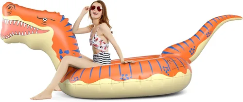 Miniatura 2 de Jasonwell Flotador inflable de dinosaurio para niños, niñas y adultos, 124 pulgadas, flotador gigante T-Rex para verano, playa, piscina, paseos
