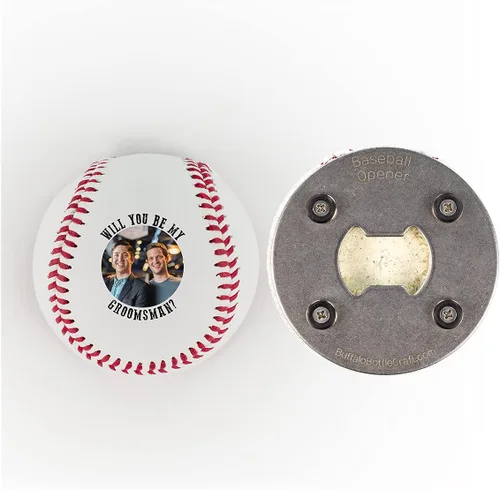Miniatura 21 de Abridor de botellas de béisbol, padrinos de boda, regalo impreso para el padrino de béisbol personalizado, tamaño oficial, propuesta de boda