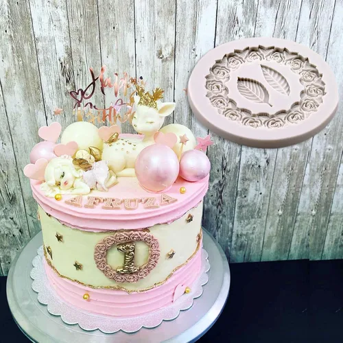 Miniatura 8 de Molde de silicona para árbol, moldes de corona de rosas, guirnalda de flores de tocón con hojas de chocolate, para boda, fiesta de San Valentín