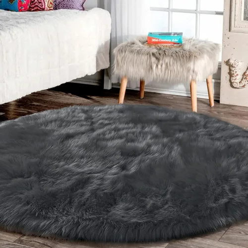 Miniatura 25 de Latepis - Tapete rectangular de piel sintética tipo lana de oveja suave, esponjosa y lavable para sala de estar, dormitorio, sala de juegos o Blanco