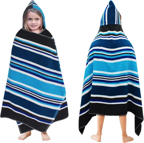 ORIGINAL KIDS Toalla de baño con capucha, 100 % algodón de rizo grande con capucha para niños, toalla de playa para ducha de niños pequeños, toalla