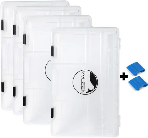 Miniatura 7 de YVLEEN Cajas de aparejos de pesca – 3600 3700 caja de aparejos de plástico con separadores extraíbles – 2 paquetes/4 bandejas de aparejos – Incluye