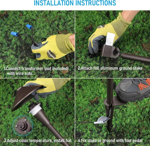 Miniatura 10 de LEONLITE Update 5CCT Luces de Sendero de Bajo Voltaje, Luces LED para Sendero de Paisajismo, 1800/2700/3000/4000/5000K, Cabezal de Cono Plano