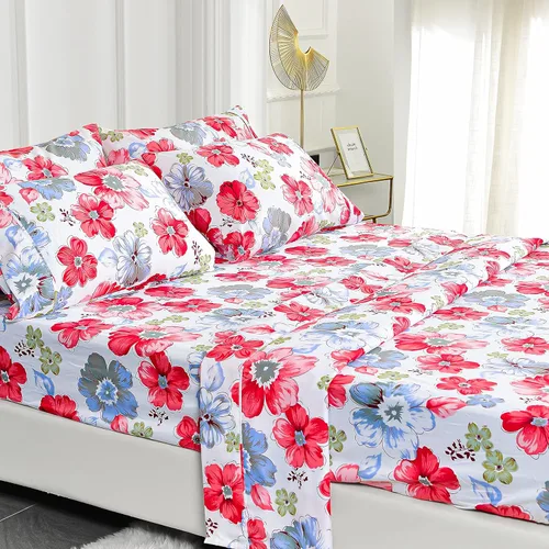 Miniatura 18 de American Home Collection - Juego de sábanas y fundas de almohada estampadas de 6 piezas, con 14 pulgadas de caída; sábanas de microfibra con doble