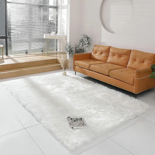Miniatura 31 de linmopm Alfombra de piel sintética de pelo lanudo esponjoso negro de 2x6 pies para dormitorio, cabecera de la cama, suelo, sala de estar, cojín