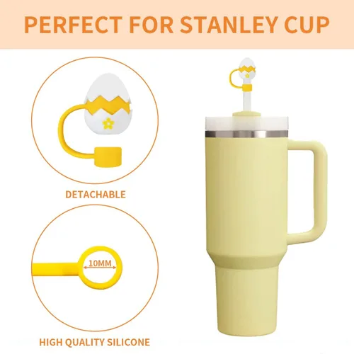 Miniatura 5 de Juego de 2 fundas de popote de silicona con diseño de huevos de Pascua para Stanley Cup de 30 oz/40 onzas, bonitos accesorios reutilizables