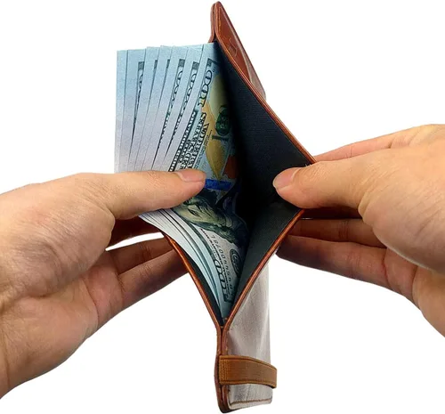 Miniatura 4 de Juego de tarjetero para pasaporte y vacuna, funda con protector transparente de ranura para tarjeta de vacunación, bloqueo RFID de cuero