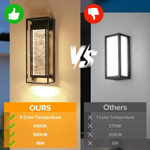 Miniatura 3 de LUTEC Lámparas de Pared para Exteriores, Aplique de Pared para Porche con 5 Temperaturas de Color con Vidrio de Burbujas de Cristal, Faroles