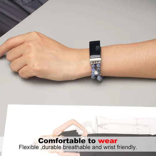 Miniatura 3 de Compatible con Fitbit Inspire HR/Inspire 2 & Inspire Bandas elásticas hechas a mano para mujer, pulsera de perlas de moda para Inspire Hr/Inspire 2