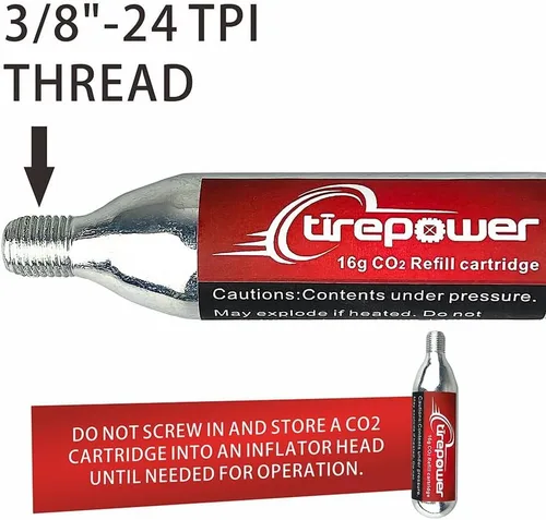 Miniatura 2 de CO2 Bike Tire Inflator - Push-Button Presta & Schrader Compatible CO2 Bike Pump or 12X 16g Threaded CO2 Cartridges for Road Bikes, MTB, Hybrid Bikes