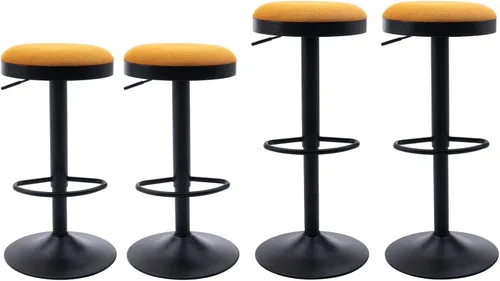 Shunzhi Juego de 4 taburetes de bar redondos giratorios de altura de mostrador, modernos taburetes de bar ajustables, sillas de bar de pana sin