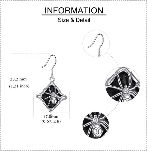 Miniatura 3 de Pendientes de corazón de brujas, rosa gótica, estetoscopio, calavera, plata de ley 925, joyería gótica de rosa negra para mujer