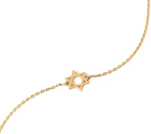 Miniatura 4 de Pulsera de oro sólido de 14 quilates con estrella de David para mujer, pulsera cristiana de oro real de 14 quilates, pulsera de protección de oro