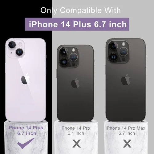 Miniatura 7 de DEENAKIN Funda compatible con iPhone 14 Plus con protector de pantalla, funda mejorada para cámara, goma de gel de silicona suave probada contra