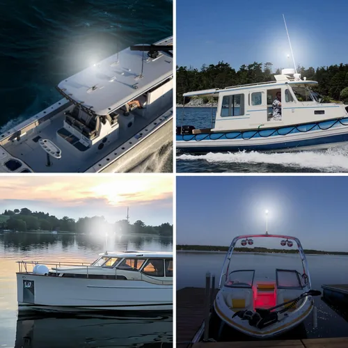 Miniatura 5 de Young Marine Luz de anclaje de barco de 3 millas náuticas LED blanca plegable para pontón y barco de pesca, 360°, LED blanco de 12-24 V