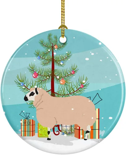 Miniatura 60 de Caroline's Treasures Adorno de cerámica de Navidad pintado o de codorniz chino, decoración colgante de árbol de Navidad verde azulado para el hogar