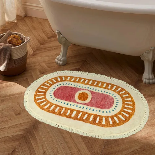 Miniatura 18 de Lukinbox Alfombra bohemia para sala de estar, 3 x 5 pies, lavable a máquina, alfombra de dormitorio, súper suave, antideslizante, color naranja
