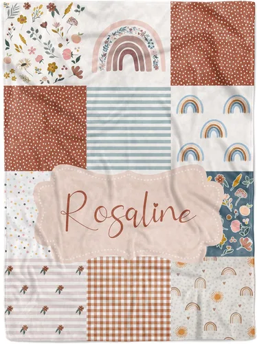 Miniatura 21 de MDPrints - Manta rosa de bautismo para niñas, regalos de bautismo personalizados para niñas, mantas de bebé personalizadas para niñas con nombre