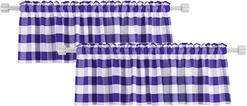 Miniatura 20 de 2 cenefas de cuadros de búfalo a cuadros para ventana de sala de estar, 16 pulgadas de largo, clásico dormitorio, baño, bolsillo para barra, cenefas