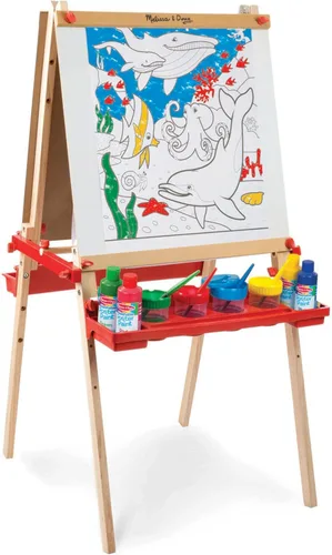 Miniatura 4 de Melissa & Doug Juego de accesorios de caballete – pintura, vasos, pinceles, tiza, papel, marcador de borrado en seco – Certificado FSC
