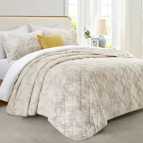 IR Imperial Rooms Velvet Twin Quilt Bedspread Comforter Bedding Set 2 Pcs Diamond Pattern - (68"x86") Bedspread Coverlet + 1 Pillow Shams Patrón