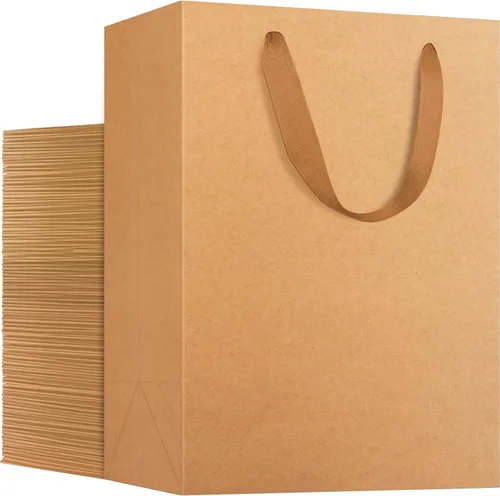 Miniatura 24 de EUSOAR Bolsas de compras y mercancías, tamaño mediano, 25 piezas de 7.8 x 3.9 x 11 pulgadas, bolsas de regalo reciclables de papel kraft marrón