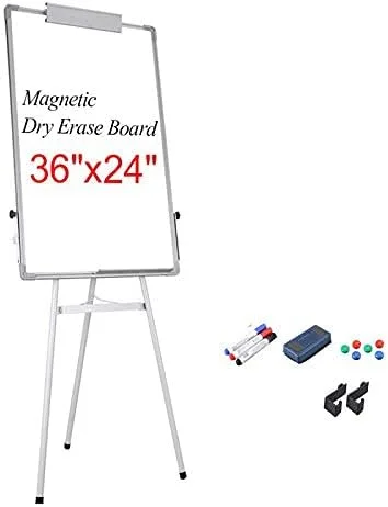 Miniatura 8 de Pizarra blanca con trípode de caballete de borrado en seco, tablero magnético de 24 x 36 pulgadas, soporte de altura ajustable, 3 marcadores, 1