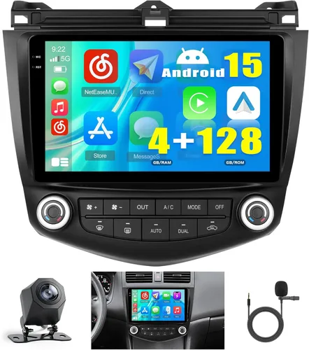 Miniatura 8 de Radio de coche Android 2+64G para Honda Accord 2003 2004 2005 2006 2007, 9 pulgadas pantalla táctil Radio inalámbrico Carplay Android Auto, WiFi