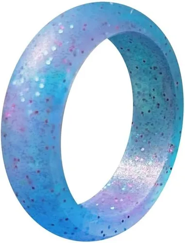 Miniatura 6 de QALO Anillo de silicona de goma para mujer, anillo de boda clásico de goma brillante, transpirable, anillo de silicona de compromiso duradero