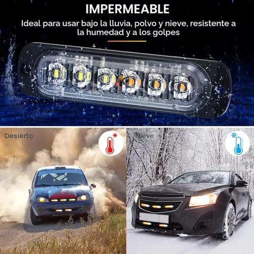 Miniatura 6 de Paquete de 20 luces LED estroboscópicas de emergencia, 6 LED ámbar y blanco, luces intermitentes de montaje en superficie, luces intermitentes