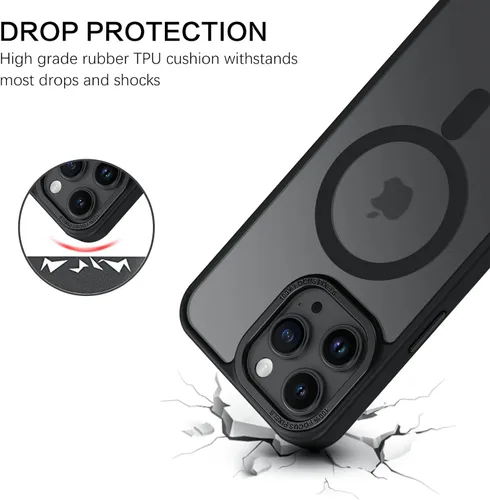 Miniatura 4 de BENTOBEN Funda magnética para iPhone 15 Pro Max, compatible con MagSafe, translúcida mate, esmerilada, antihuellas, delgada, a prueba de golpes