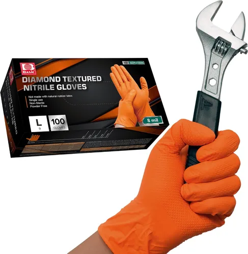 Miniatura 10 de Jointown Guantes Básicos de Nitrilo de Servicio Pesado, Guantes de Mecánico de Nitrilo Desechables de 8 Mil, con Textura de Diamante Elevada, Caja
