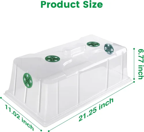 Miniatura 3 de MIXC Paquete de 10 cúpula de humedad de 7 pulgadas de alto extra fuerte, cubierta de bandejas de cultivo 1020, tapa de clonación de semillas de Verde