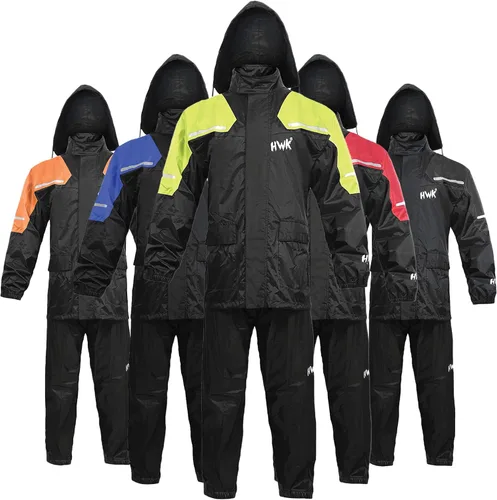Miniatura 10 de HWK Traje de lluvia para motocicleta para hombres y mujeres, equipo de lluvia para motocicleta impermeable de dos piezas con chaqueta y pantalones